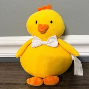 The Peanutshell Yellow Chick Plush Stuffed Animal Bird White Bow Tie Easter Toy